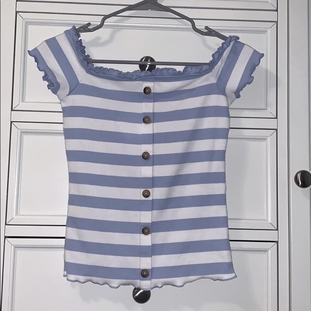 aeropostale button-up blue & white striped top